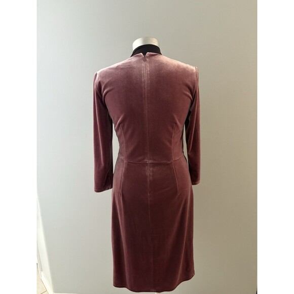 Eliza J Velvet Dress Sz 8 Pink Rose Ruched Sheath Party Cocktail Wedding - Picture 3 of 16